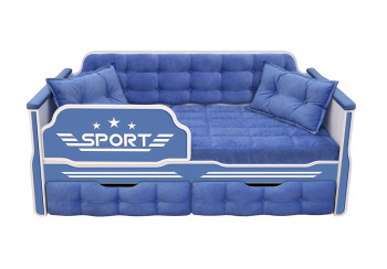 Кровать 180 серии Спорт 2 ящика 85 Синий (подушки) в Здвинске - zdvinsk.mebel54.com | фото
