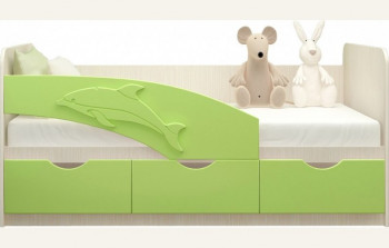 Кровать детская 1,6м Дельфин (Салатовый металлик) в Здвинске - zdvinsk.mebel54.com | фото