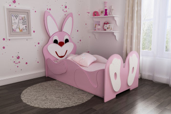 Кровать детская Зайка 1.6 Розовый/Белый в Здвинске - zdvinsk.mebel54.com | фото