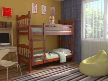 Кровать двухъярусная Соня из массива сосны 800*1890 Орех в Здвинске - zdvinsk.mebel54.com | фото