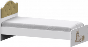 Кровать Каспер с мягкой спинкой и фотопечатью (900х1900)  Белый/Ваниль в Здвинске - zdvinsk.mebel54.com | фото