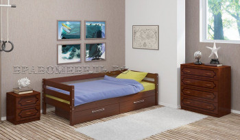 Кровать одинарная ГЛОРИЯ из массива сосны  900*2000 (Орех) в Здвинске - zdvinsk.mebel54.com | фото