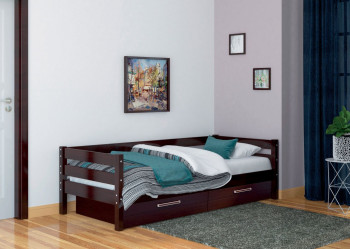 Кровать одинарная ГЛОРИЯ из массива сосны  900*2000 (Орех Тёмный) в Здвинске - zdvinsk.mebel54.com | фото