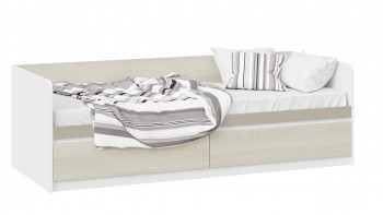 Кровать «Сканди» с 2 ящиками Дуб Гарден/Белый/Глиняный серый в Здвинске - zdvinsk.mebel54.com | фото