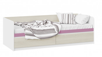Кровать «Сканди» с 2 ящиками Дуб Гарден/Белый/Лиловый в Здвинске - zdvinsk.mebel54.com | фото