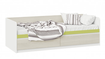 Кровать «Сканди» с 2 ящиками Дуб Гарден/Белый/Зеленый в Здвинске - zdvinsk.mebel54.com | фото
