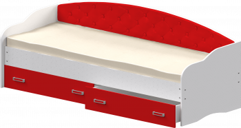 Кровать Софа-7 с мягкой спинкой (800х1900) Белый/Красный в Здвинске - zdvinsk.mebel54.com | фото