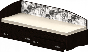 Кровать Софа-9 с мягкой спинкой с рисунком Милана (900х2000) Венге в Здвинске - zdvinsk.mebel54.com | фото