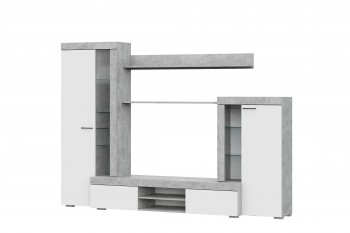 Мебель для гостиной МГС 5 Цемент светлый / Белый в Здвинске - zdvinsk.mebel54.com | фото