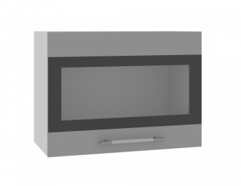 Норд ШВГС 600 Шкаф верхний горизонтальный со стеклом (Софт черный/корпус Белый) в Здвинске - zdvinsk.mebel54.com | фото