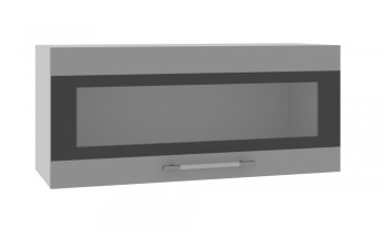 Норд ШВГС 800 Шкаф верхний горизонтальный со стеклом (Софт черный/корпус Белый) в Здвинске - zdvinsk.mebel54.com | фото