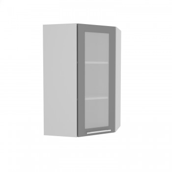 Норд ШВУС 600Н Шкаф верхний угловой (премьер) высокий (Софт черный/корпус Белый) в Здвинске - zdvinsk.mebel54.com | фото