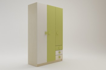 Шкаф 3-х створчатый с ящиками Эппл (Зеленый/Белый/корпус Клен) в Здвинске - zdvinsk.mebel54.com | фото