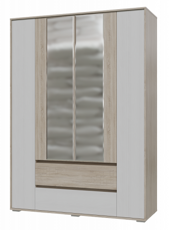 Шкаф 4-х дверный с ящиками Мальта 1600 Дуб сонома/Рамух белый в Здвинске - zdvinsk.mebel54.com | фото