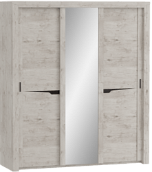 Шкаф трехдверный Соренто с раздвижными дверями Дуб бонифаций/Кофе структурный матовый в Здвинске - zdvinsk.mebel54.com | фото