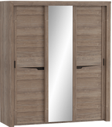 Шкаф трехдверный Соренто с раздвижными дверями Дуб стирлинг/Кофе структурный матовый в Здвинске - zdvinsk.mebel54.com | фото