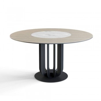 Стол круглый Rotor (160), шпон + керамика светлая в Здвинске - zdvinsk.mebel54.com | фото